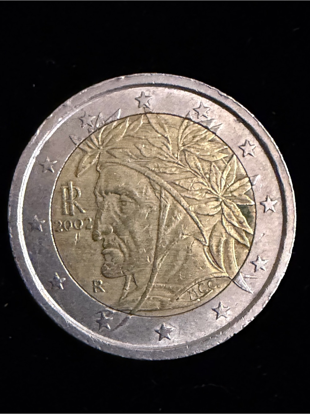 RARE 2 Euro Italy 2002 Coin - Dante Alighieri - 1st Edition Historical Old Map